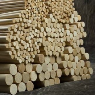 stacked wooden dowels